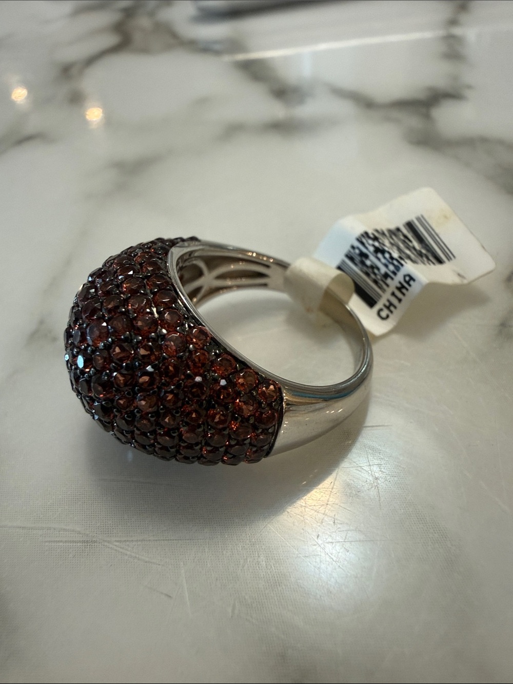 NWT: Silversmith Group red garnet dome ring, size 7
